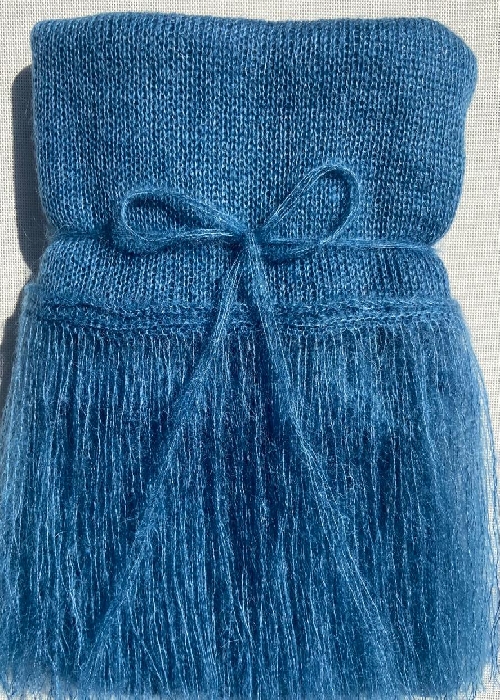Chal Rectangular color Azul Jeans en Mohair y Seda